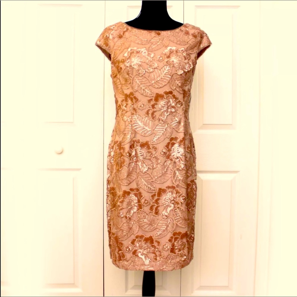 Brand new with tags, rose gold Alex Evenings lace and sequins dress, never worn.